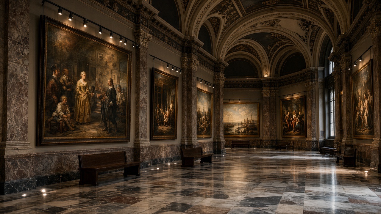 Museuminterieur in Nederland met klassieke zalen