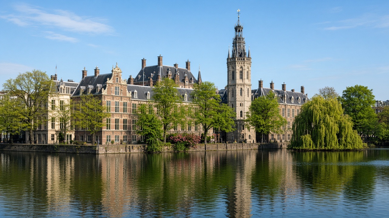 Binnenhof in Den Haag aan de Hofvijver